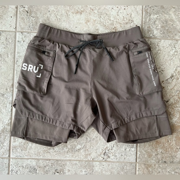 ASRV Technical Sportswear Tetra-Lite 5” Liner Cargo Gym Shorts, Taupe Brown, M - Picture 11 of 11